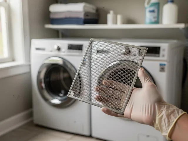 Lincoln Dryer Vent Cleaning specialist performing detailed lint trap cleaning service in Lincoln