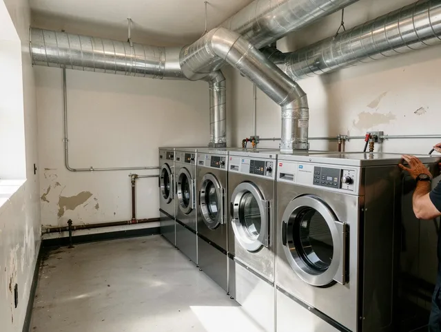 Lincoln Dryer Vent Cleaning team performing large-scale commercial dryer vent cleaning in Lincoln