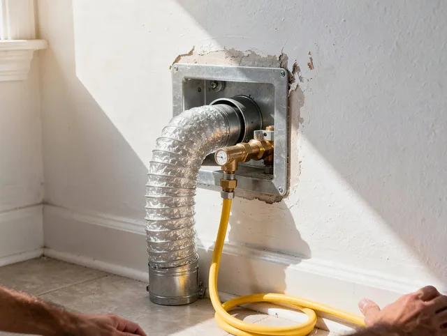 Lincoln Dryer Vent Cleaning certified technician performing specialized gas dryer vent cleaning in Lincoln
